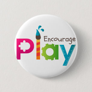 Macaron Rond 5 Cm Encouragez le logo rond de bouton de jeu