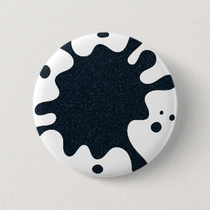 Macaron Rond 5 Cm Encre Éclaboussure Bouton Blanc & Charbon – Person