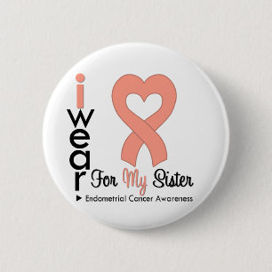 Macaron Rond 5 Cm Endometrial Cancer Peach Heart Ribbon SISTER