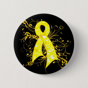 Macaron Rond 5 Cm Endometriosis Floral Swirls Ribbon