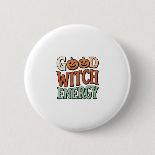 Macaron Rond 5 Cm Énergie de bonne sorcière Design vectoriel Hallowe