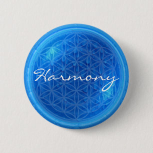 Macaron Rond 5 Cm Énergie de l'eau avec fleur de vie   Harmonie