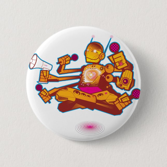 Macaron Rond 5 Cm Enfant au delà de bouton de robot (Devant)