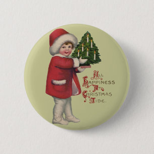 Macaron Rond 5 Cm Enfant avec illustration artistique vintage d'arbr