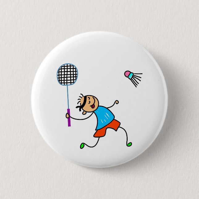 Macaron Rond 5 Cm Enfant de badminton (Devant)
