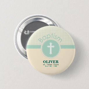 Macaron Rond 5 Cm Enfant de Dieu Baptême, Vert Neutre de Genre