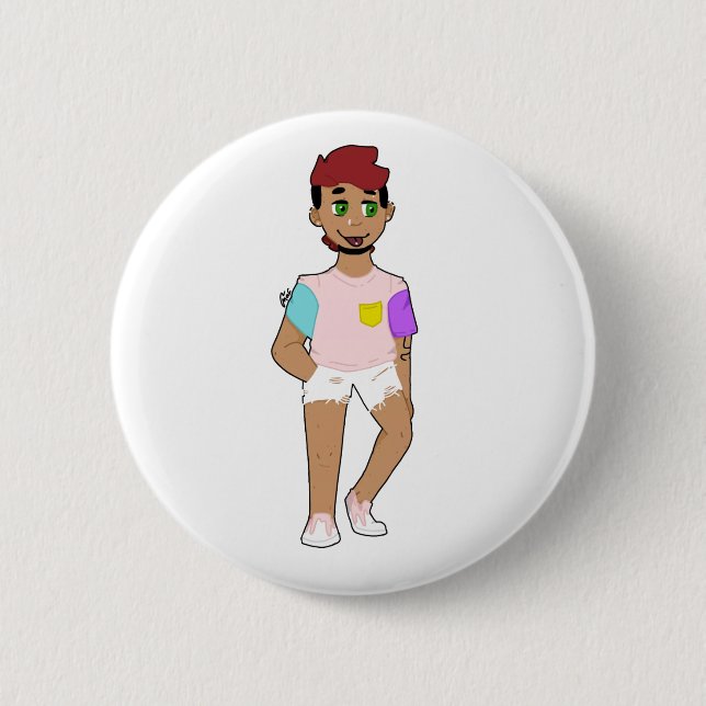 Macaron Rond 5 Cm enfant en short avec langue (Devant)