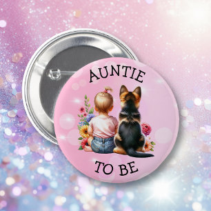Macaron Rond 5 Cm Enfant et chiot Tante pour être Baby shower