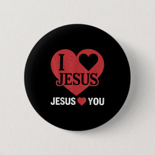 Macaron Rond 5 Cm Enfant J'Aime Jésus Vous Aime Moi Chrétien Dieu Ai
