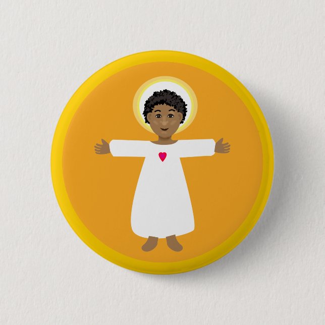 Macaron Rond 5 Cm Enfant Jésus amour coeur (Devant)