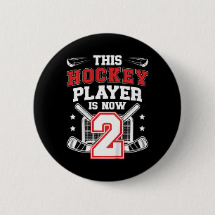 Macaron Rond 5 Cm Enfants 2ème anniversaire de hockey sur glace Deux