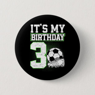 Macaron Rond 5 Cm Enfants 3 Ans Football Garçon C'est Mon 3ème Anniv