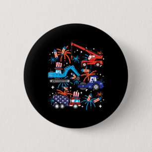 Macaron Rond 5 Cm Enfants 4 Juillet Construction Camions Véhicule Pa