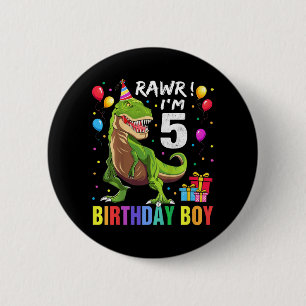 Macaron Rond 5 Cm Enfants 5 ans 5e anniversaire garçon T Rex Dinosau
