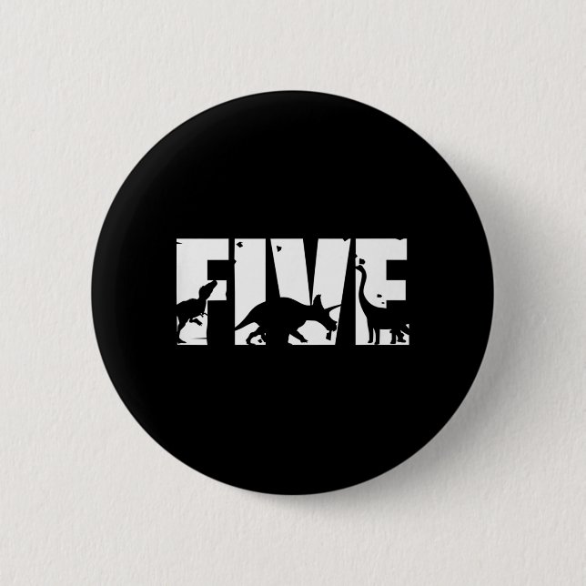 Macaron Rond 5 Cm Enfants 5 Ans Anniversaire Dinosaur T Rex Don, (Devant)