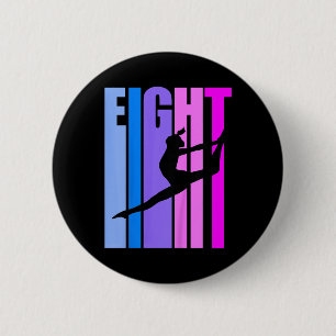 Macaron Rond 5 Cm Enfants 8e anniversaire Gymnastique Filles Gymnast