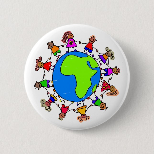 Macaron Rond 5 Cm Enfants africains (Devant)