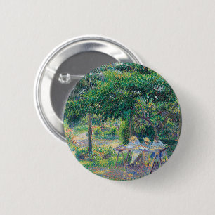 Macaron Rond 5 Cm Enfants attablés dans le jardin Camille Pissarro