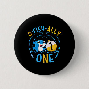 Macaron Rond 5 Cm Enfants De poisson officiellement un 1er anniversa