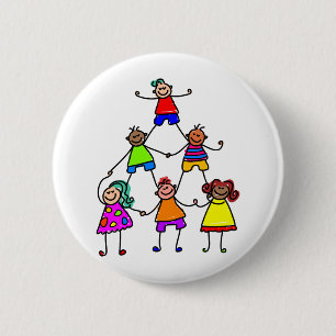 Macaron Rond 5 Cm Enfants de travail d'équipe