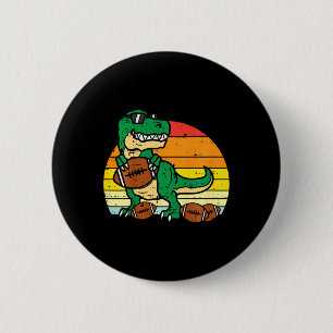 Macaron Rond 5 Cm Enfants Football Américain Trex Dinosaure Rétro Ga
