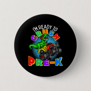 Macaron Rond 5 Cm Enfants Je suis prêt à écraser Pré K Dinosaur Mons