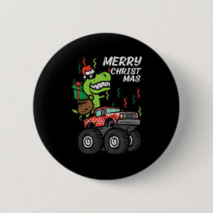 Macaron Rond 5 Cm Enfants Joyeux Noël Dino Monster Camion Xmas Trex