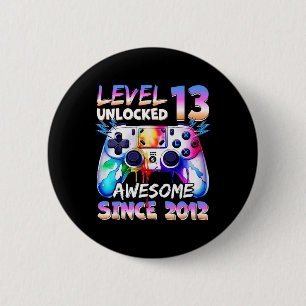 Macaron Rond 5 Cm Enfants Niveau 13 Débloqué Joueur de jeux vidéo In
