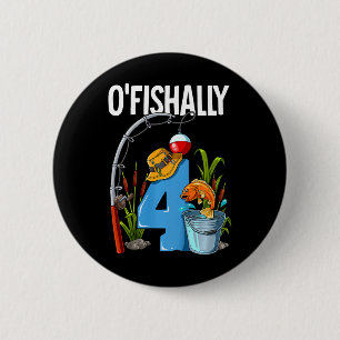 Macaron Rond 5 Cm Enfants O'fishally 4 Ans 4ème Anniversaire Pêche