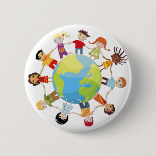 Macaron Rond 5 Cm Enfants pour la paix du monde