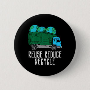 Macaron Rond 5 Cm Enfants réutiliser Réduire Recycle Garbage Truck E