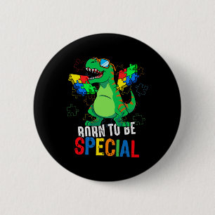Macaron Rond 5 Cm Enfants Sensibilisation sur l'autisme Dino Toddler