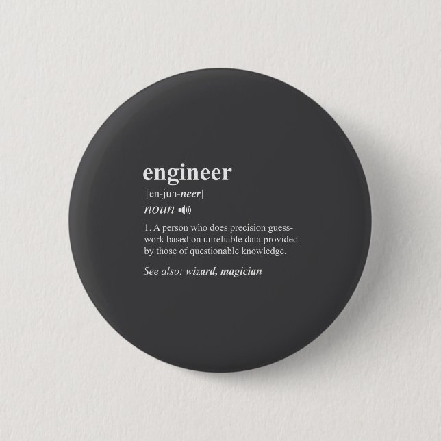 Macaron Rond 5 Cm Engineer Definition Funny Engineering Mechanical C (Devant)