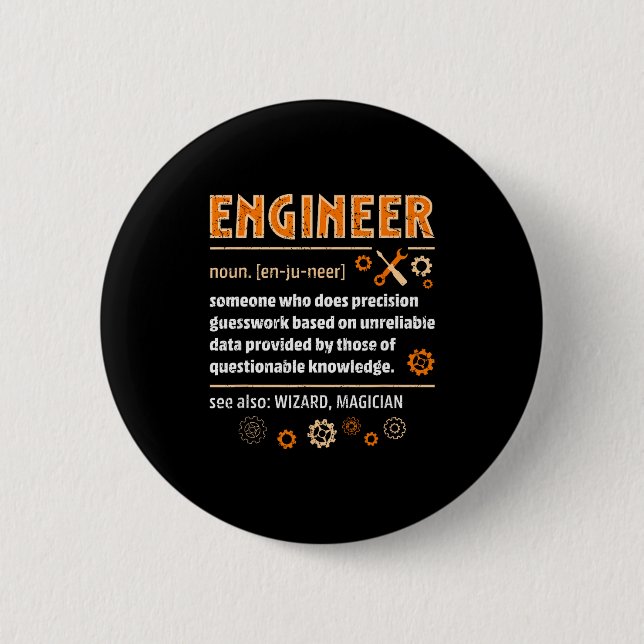 Macaron Rond 5 Cm Engineer Definition Funny Engineering Nerdy Scienc (Devant)