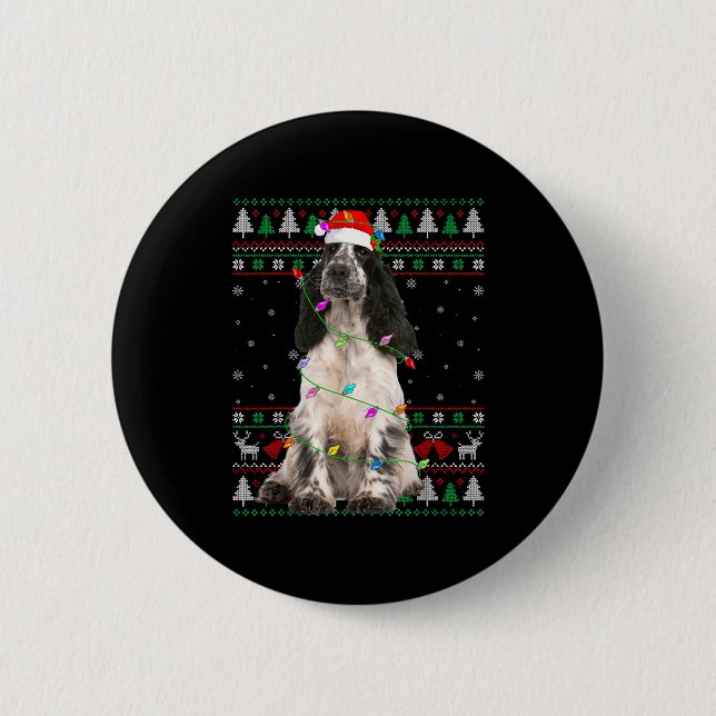 Macaron Rond 5 Cm English Springer Spaniel Dog Christmas Ugly Sweate (Devant)