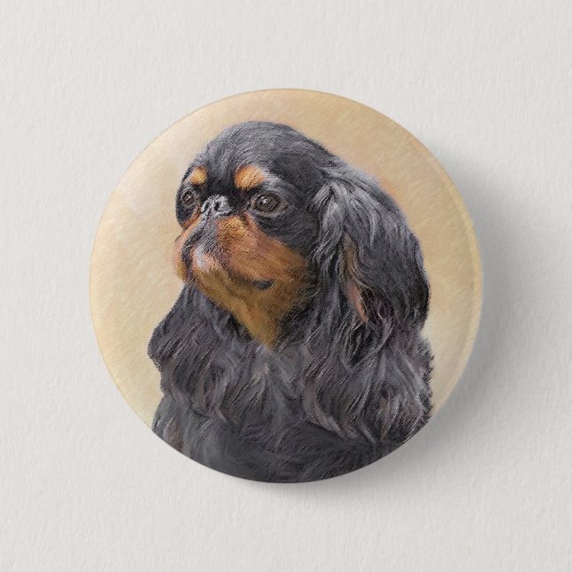 Macaron Rond 5 Cm English Toy Spaniel Peinture Animal Art original (Devant)