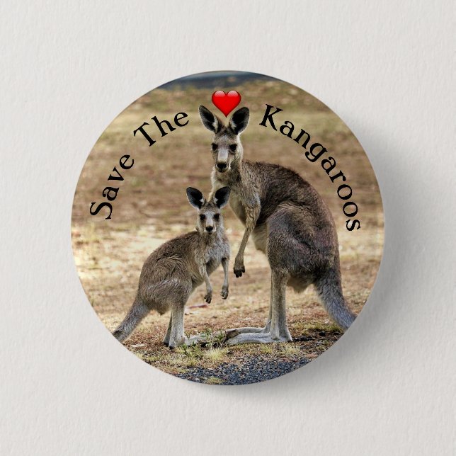 Macaron Rond 5 Cm Enregistrer le bouton Kangaroos (Devant)