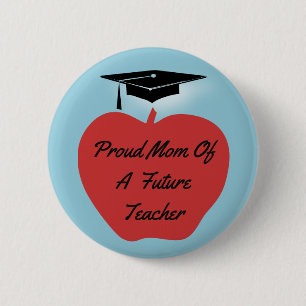 Macaron Rond 5 Cm Enseignant de la Red Apple Graduation