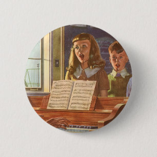 Macaron Rond 5 Cm Enseignant de musique vintage Enseigner aux élèves