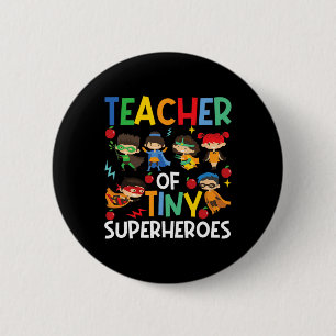 Macaron Rond 5 Cm Enseignant de super-héros minuscules Funny Teach 1