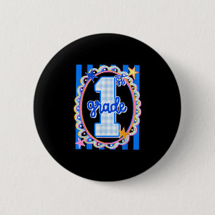 Macaron Rond 5 Cm Enseignant rayé rétro de première année 1ère année