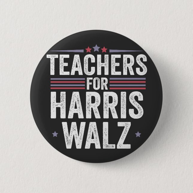 Macaron Rond 5 Cm Enseignants pour Harris Walz Élection 2024 Kamala  (Devant)