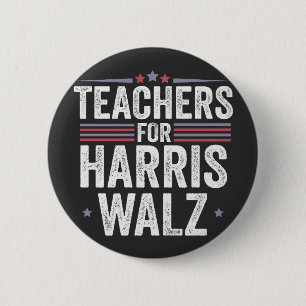 Macaron Rond 5 Cm Enseignants pour Harris Walz Élection 2024 Kamala 