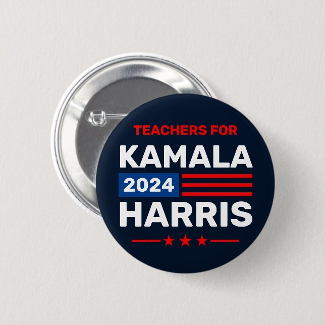 Macaron Rond 5 Cm Enseignants pour l'élection de Kamala Harris 2024 (Devant & derrière)