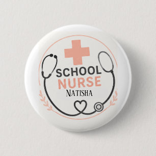 Macaron Rond 5 Cm Enseigne personnalisée de bureau d'infirmière scol