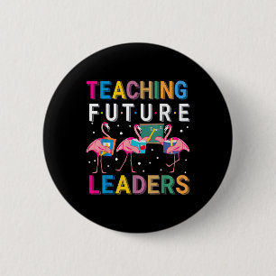 Macaron Rond 5 Cm Enseigner aux futurs leaders Professeur Flamant Ro