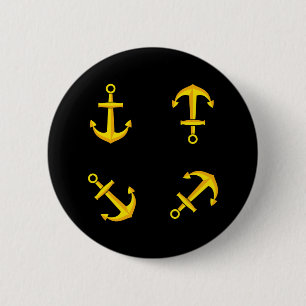 Macaron Rond 5 Cm Ensemble d'Ancres en bateau doré
