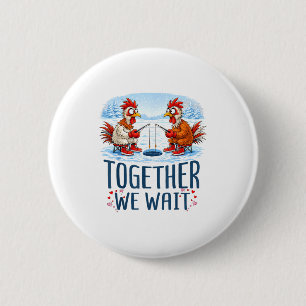 Macaron Rond 5 Cm Ensemble nous attendons la pêche sur glace Couple
