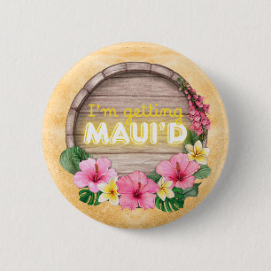 Macaron Rond 5 Cm Enterrement de vie de jeune fille à Hawaii Je vais