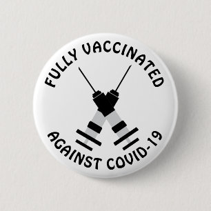 Macaron Rond 5 Cm Entièrement vacciné contre la Covid-19, le Coronav